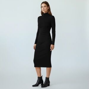 UNWORN Banana Republic Black Turtleneck Long Sleeve Ruched Dress Large